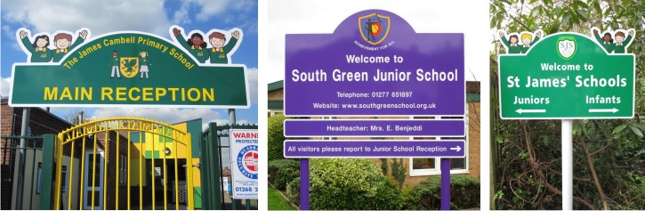 Aluminium school signs for junior and infant schools